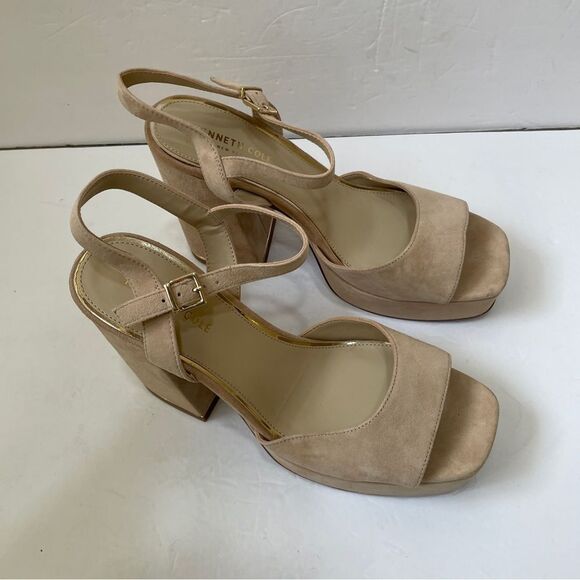 NEW WITHOUT TAGS KENNETH COLE DOLLY LEATHER SANDALS WITH BLOCK HEEL - Picture 2 of 7